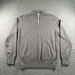 Collars & Co Sweater Mens XL Gray Quarter Zip Cotton Cashmere Mock Neck Pullover